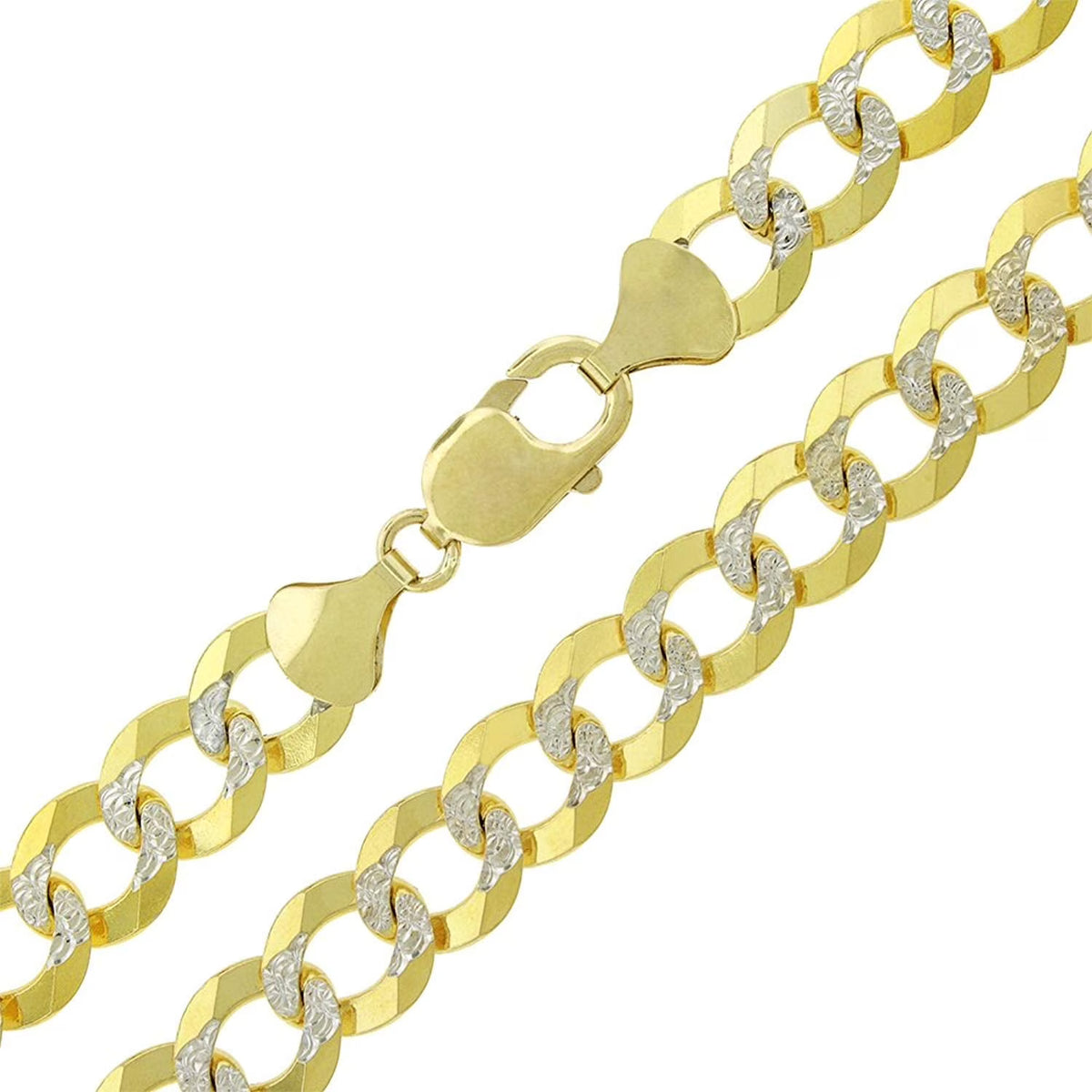 14K Yellow Gold Two-Tone Pave Chain Necklaces V51396