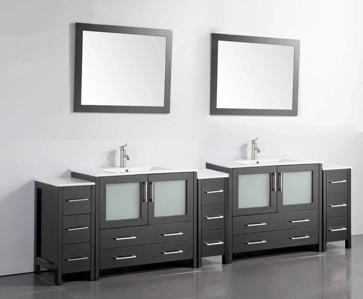 108 in. Double Sink Vanity Cabinet with Ceramic Sink & Mirror R680426