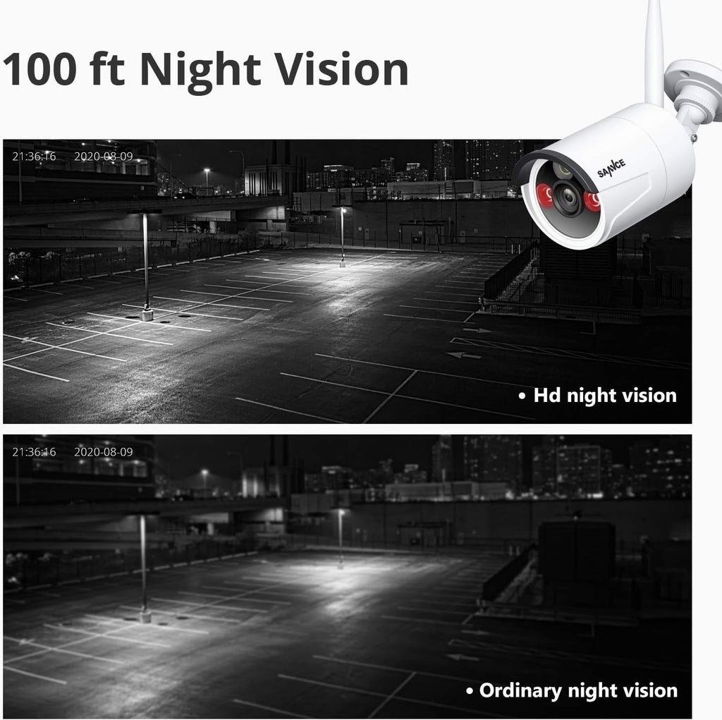 1080p 8 Channel Wireless Security Camera System with 4 Pcs Outdoor Cameras W354