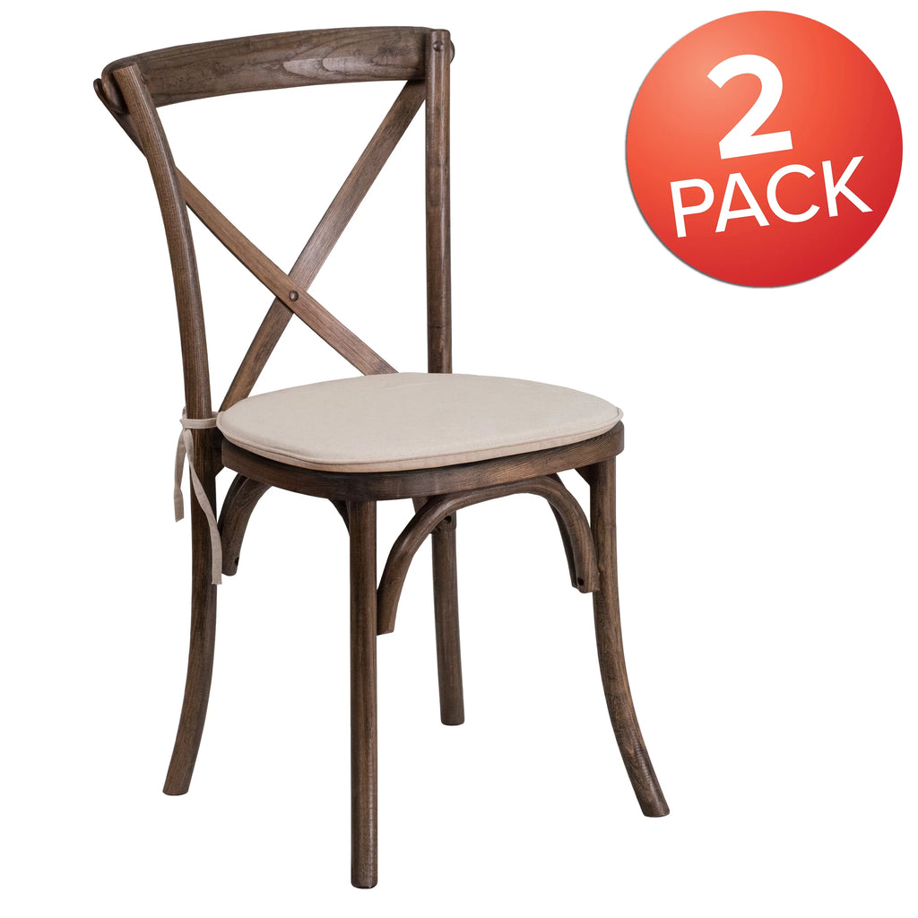 2 Pk. Cross Back Chair with Cushion M6321
