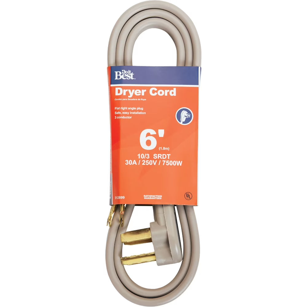 6 Ft. 10/3 30A Dryer Cord B65116