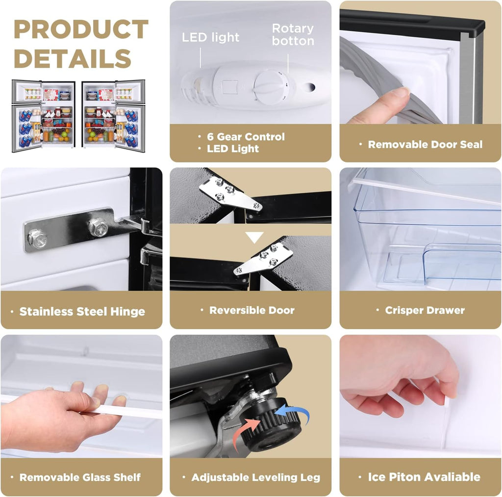 3.2 Cu.Ft Compact Refrigerator with Freezer, Black U888772