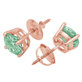 0.5 ct Solitaire Studs Green Simulated Diamond Solid 18K Rose Gold Earrings Screw back N874569