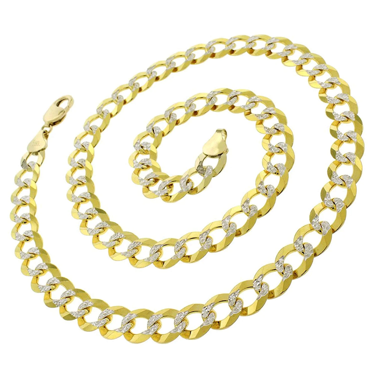 14K Yellow Gold Two-Tone Pave Chain Necklaces V51396