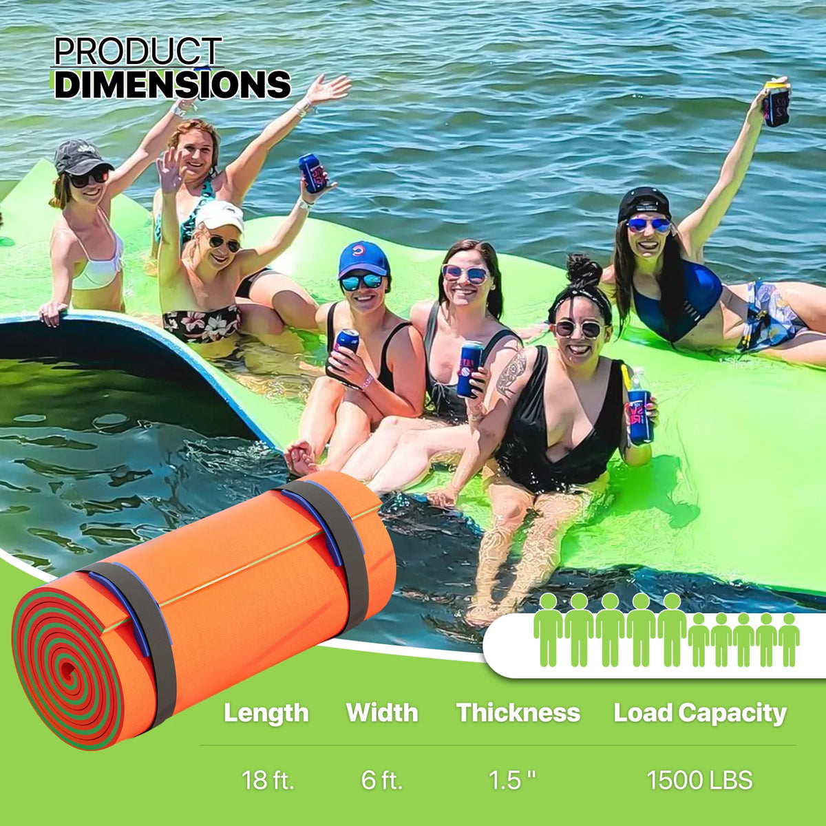 18' x 6' 3-Layer XPE Foam Water Floating Mat H853
