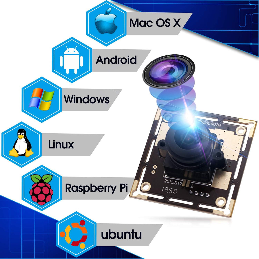 5 Megapixel USB Camera Module with 170 Degree Fisheye Lens Wide Angle HD Webcamera E780215