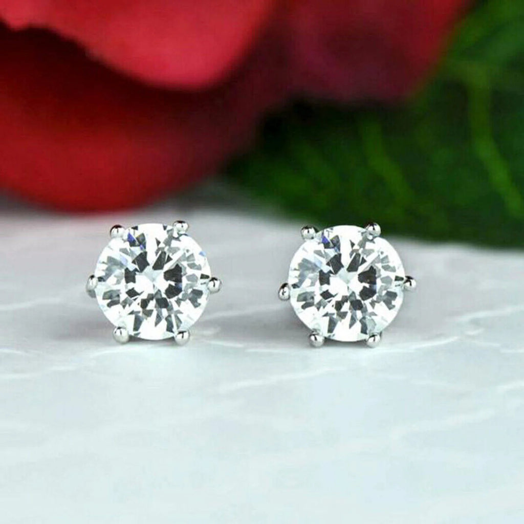 1 Carat Solitaire Round Moissanite Stud Earrings Screw Back Z363176