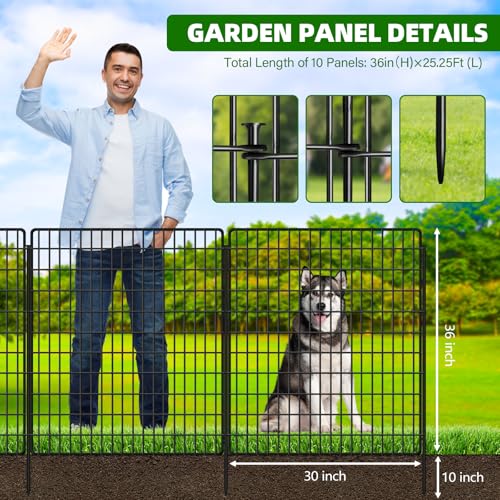 10 Panels 33 in x 24 ft Rustproof Metal Garden Fence X844