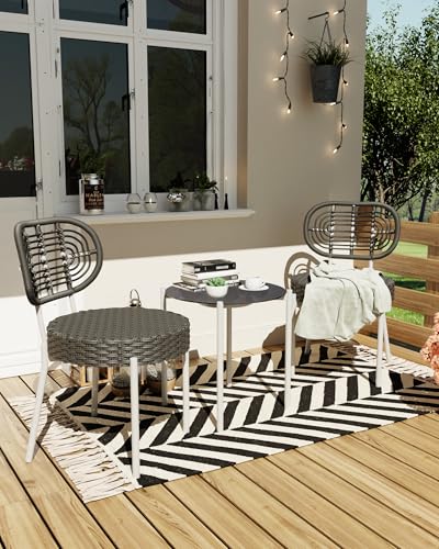 3 Piece Rattan Patio Dining Set with Round Table X616