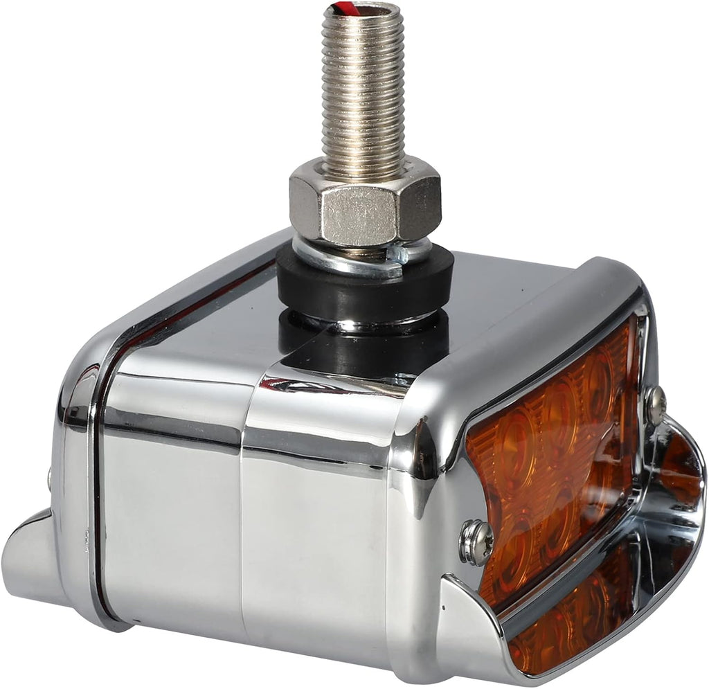 2Pcs Amber/Red 6 LED Double Face Rectangular Chrome Utility Lights Y664