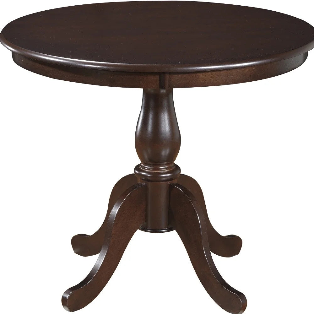 36" Espresso Brown Round Pedestal Wood Dining Table N719004