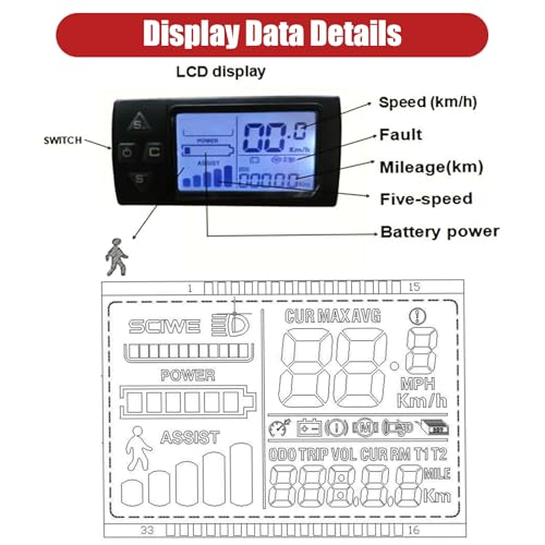 26" 350W 36V Front Wheel Electric Bike Conversion Kit with LCD Display M3201