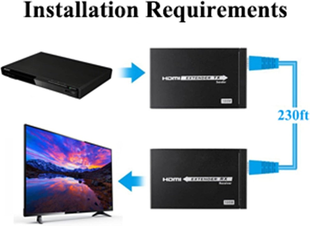 4K HDMI Extender Over CAT6 Cable Uncompressed Transmission up to 230ft P66787