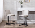 24" Counter Height Stools Set of 2 Faux Leather Upholstered Beige N95457