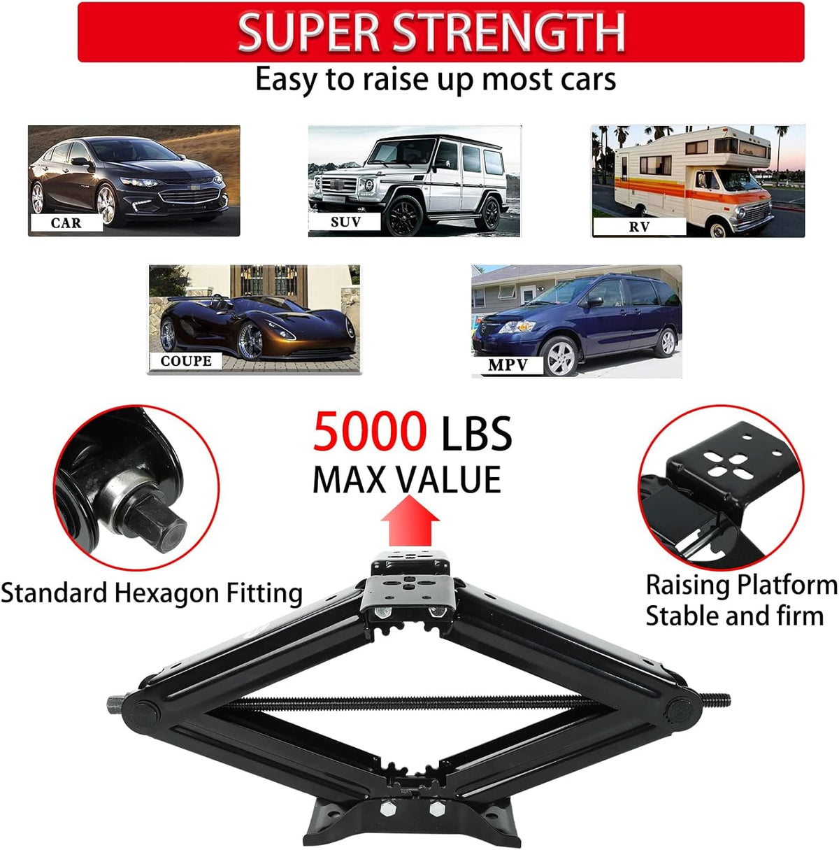 5000 lb 24" RV Stabilizing Scissor Jack Pack of 4 V291