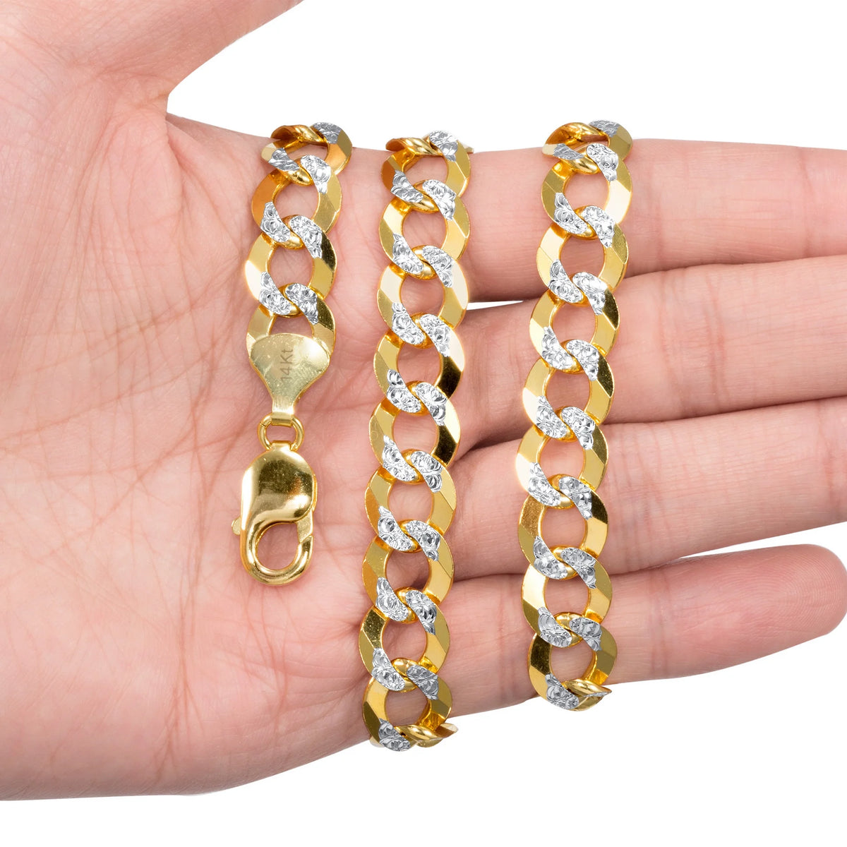 14K Yellow Gold Two-Tone Pave Chain Necklaces V51396