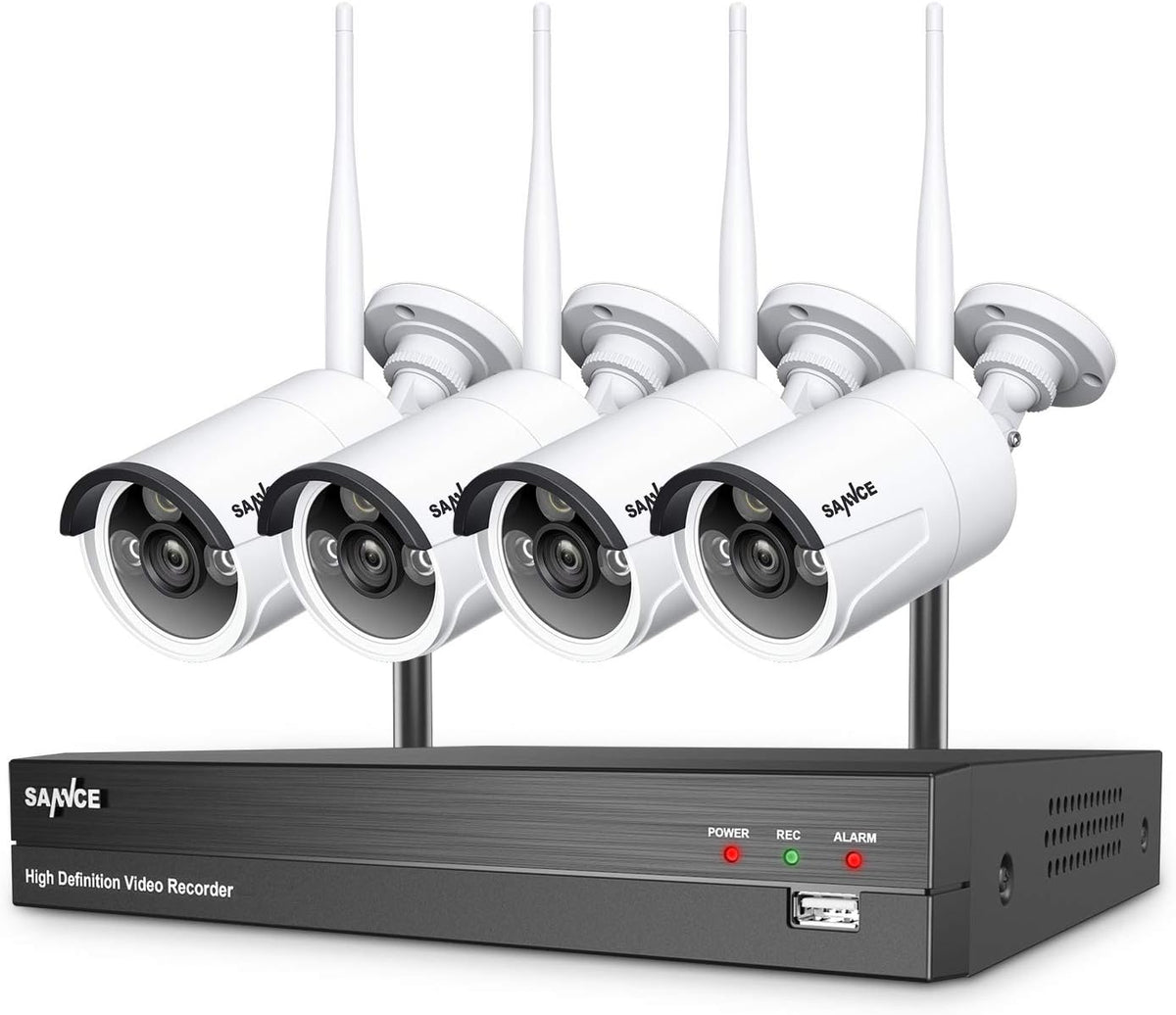 1080p 8 Channel Wireless Security Camera System with 4 Pcs Outdoor Cameras W354