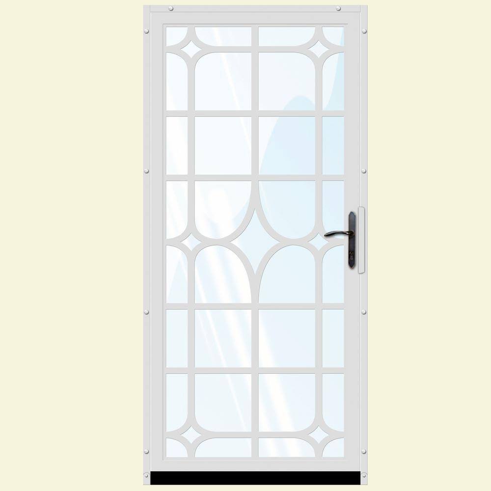 36 in. x 80 in. White Steel Security Door with Shatter-Resistant Glass O632443