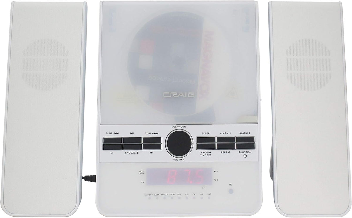 3-Piece Vertical CD Stereo Shelf System with AM/FM Radio, Bluetooth, Remote Control in Silver D262128