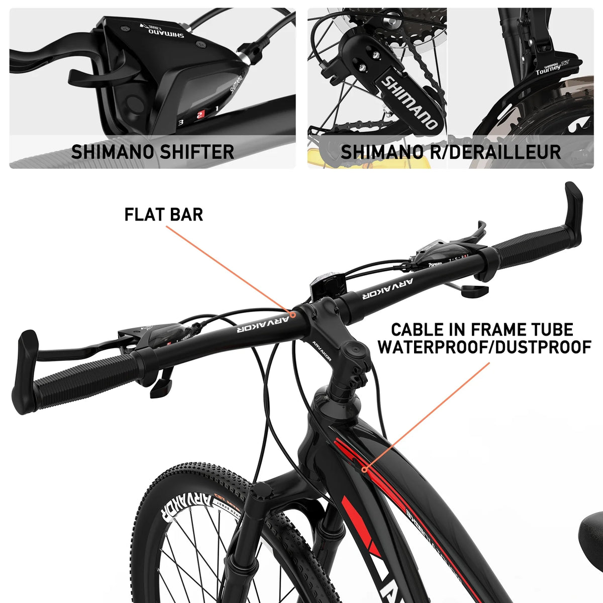 26'' Mountain Bike with Dual Disc Brakes, 21 Speed, Aluminium Alloy Frame, Black X652