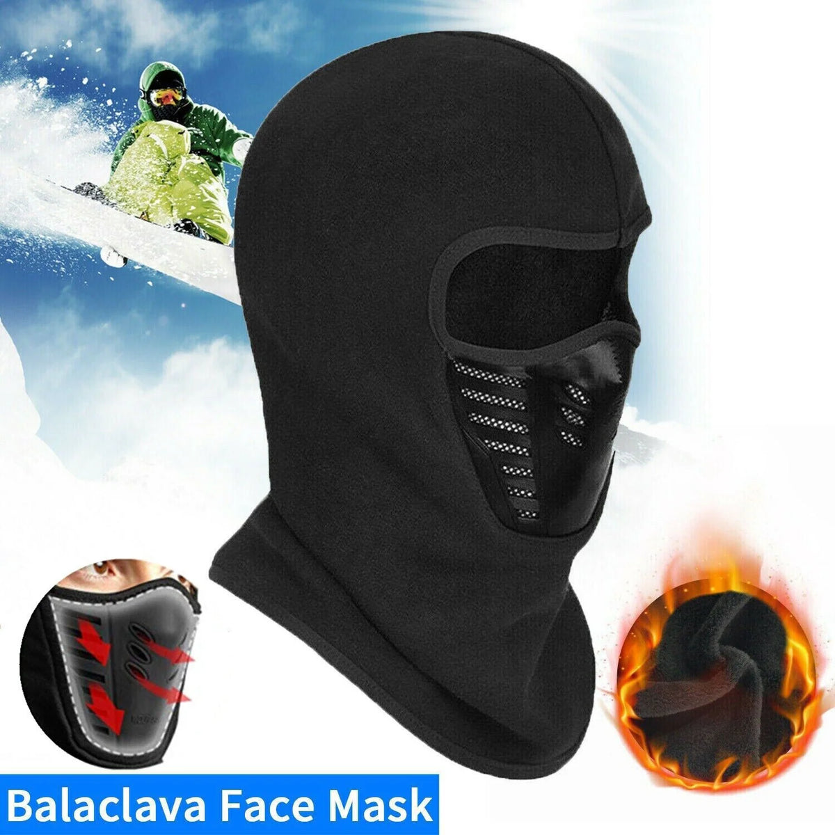 2x Men’s Cold Weather Balaclava Face Mask Winter Windproof Fleece Ski Mask E14704