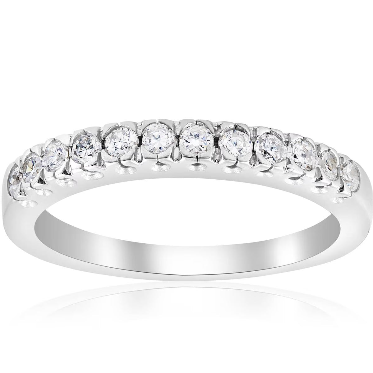 14K White Gold Pave Diamond Wedding Ring P9226