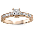 14K Rose Gold Princess Cut Diamond Engagement Ring T7881