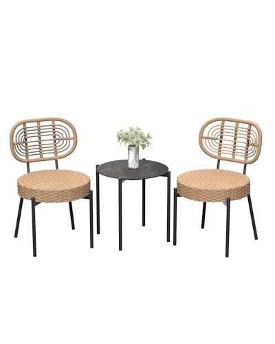 3 Piece Rattan Patio Dining Set with Round Table X616