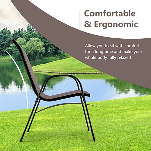 4 Pieces Stackable All Weather Patio Dining Chairs Set with Armrests J499