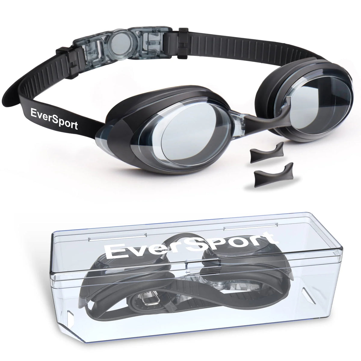2pack Anti-Fog No Leak Swim Goggles with 3 Nose Pieces R982