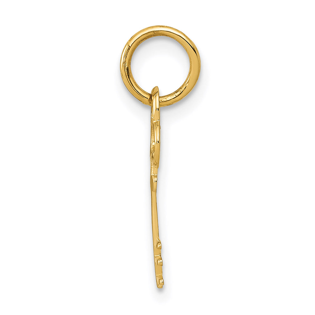 14K Yellow Gold Key Letter E Initial Pendant Charm With 10K Yellow Gold Rope Chain Necklace 18'' D8266