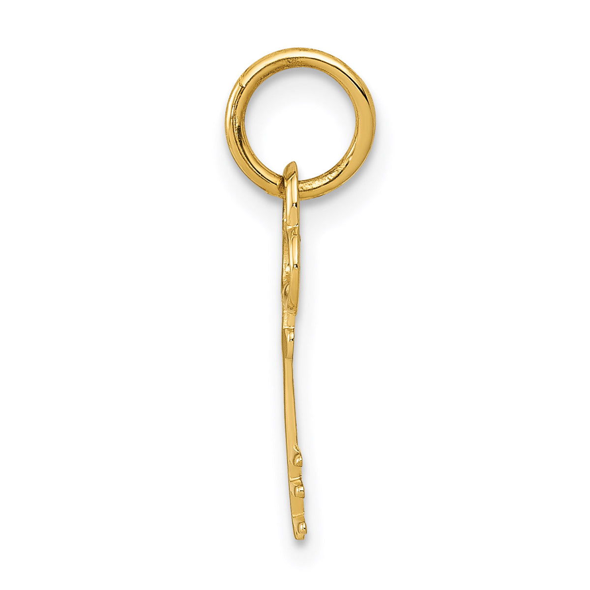14K Yellow Gold Key Letter E Initial Pendant Charm With 10K Yellow Gold Rope Chain Necklace 18'' D8266