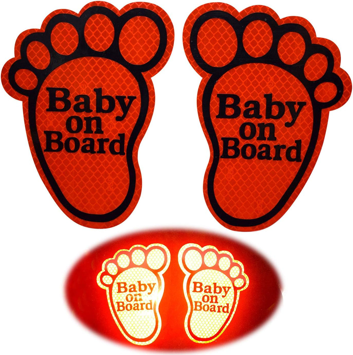 2PCS Fluorescent Green Baby on Board Car Decals Sticker X465