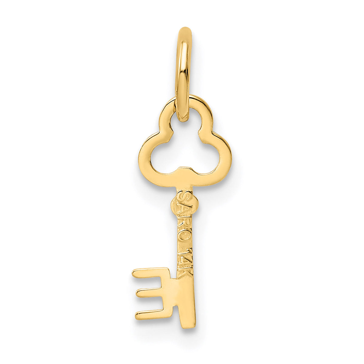 14K Yellow Gold Key Letter E Initial Pendant Charm With 10K Yellow Gold Rope Chain Necklace 18'' D8266
