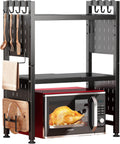 3-Tier Heavy Duty Microwave Stand with 9 Hooks and Cutting Boards V836