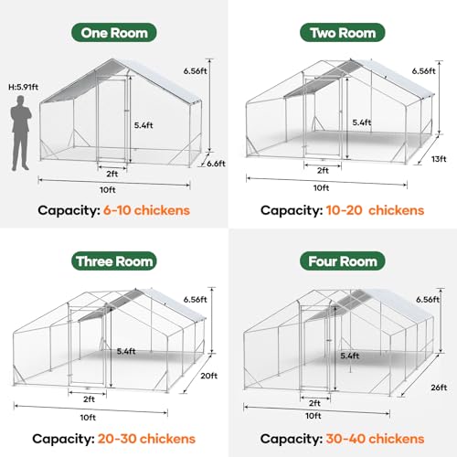 20x10x6.56 FT Metal Chicken Coop with Cover C929