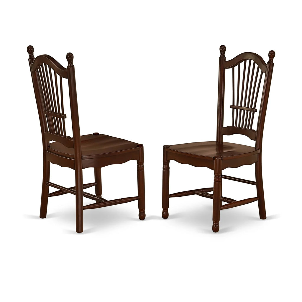 5 Pcs Mahogany Finish Solid Wood Dining Room Table Set L17019