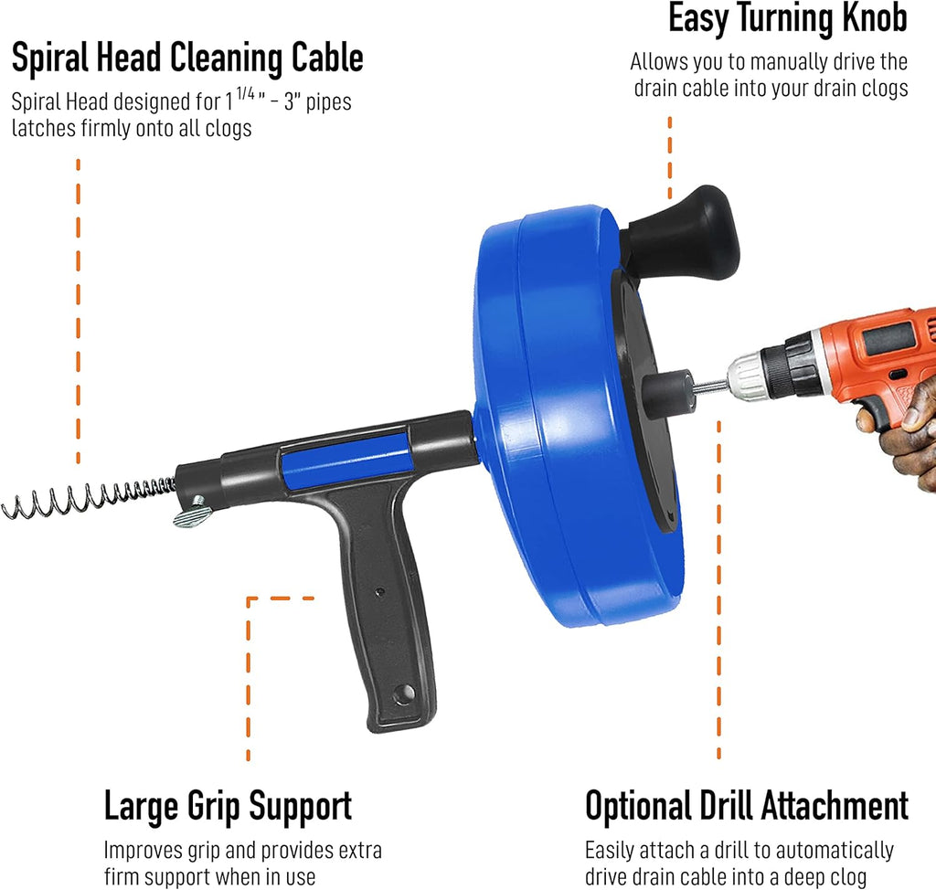 35-FT Steel Drum Auger with Drill Attachment and Storage Bag P6382