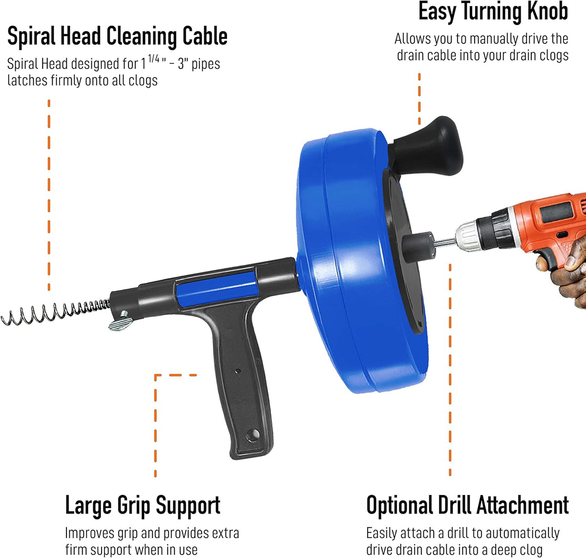 35-FT Steel Drum Auger with Drill Attachment and Storage Bag P6382