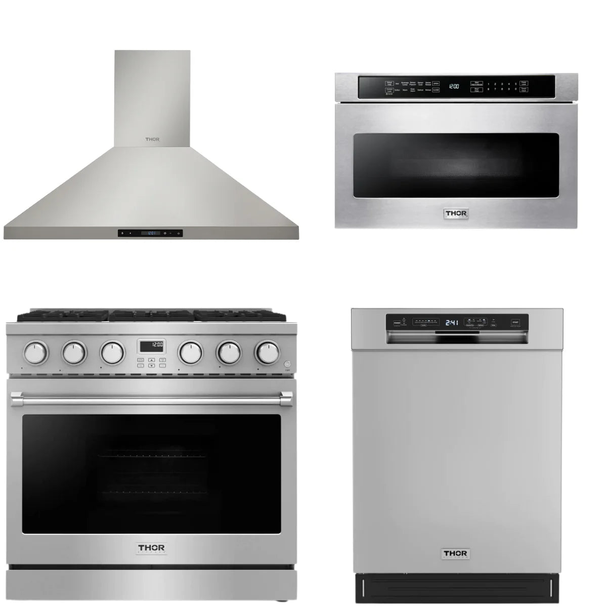 36 Gas Range, Range Hood, Dishwasher and Microwave H636478