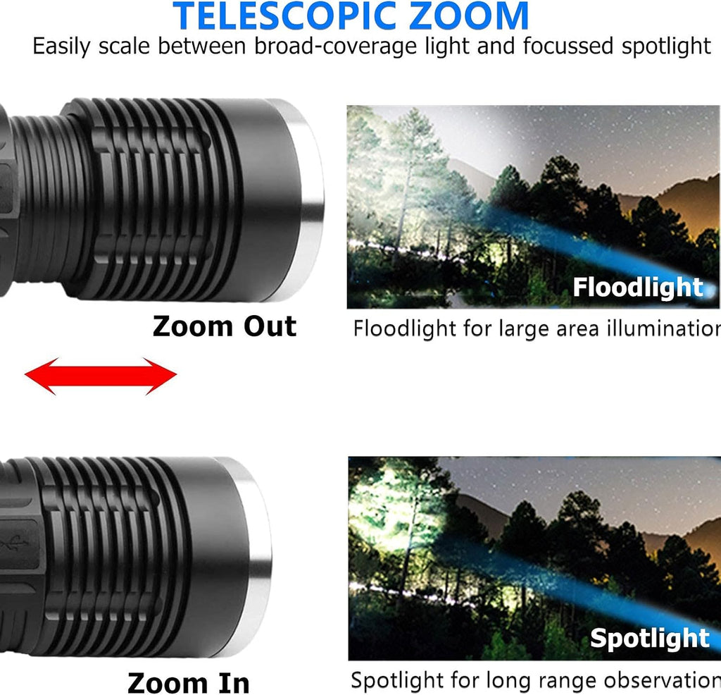 100000 Lumen Rechargeable Tactical Flashlight with Battery A61314