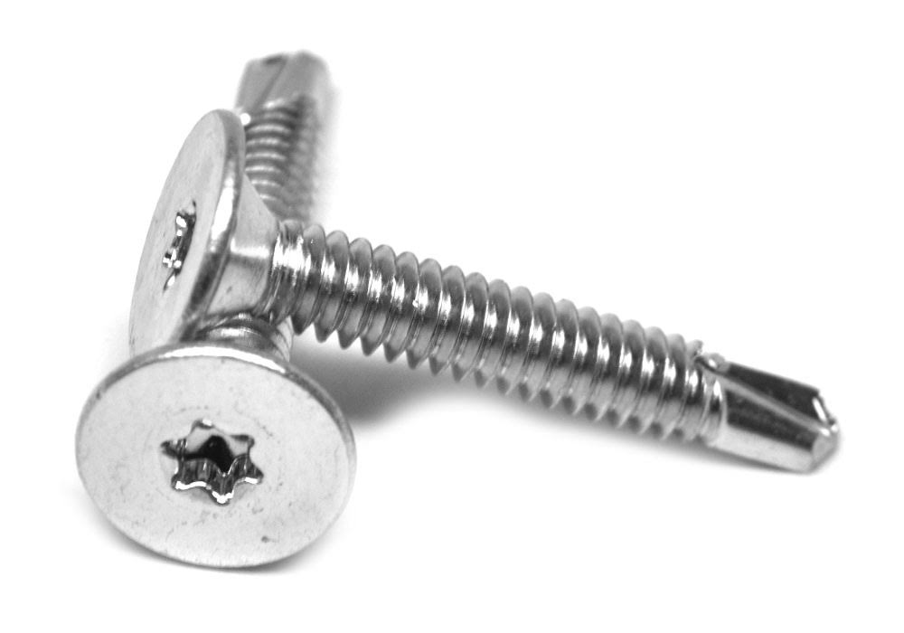 #10-24 x 1 Coarse Thread Self Drilling Screw 6 Lobe Wafer Head Zinc Plated Q6712