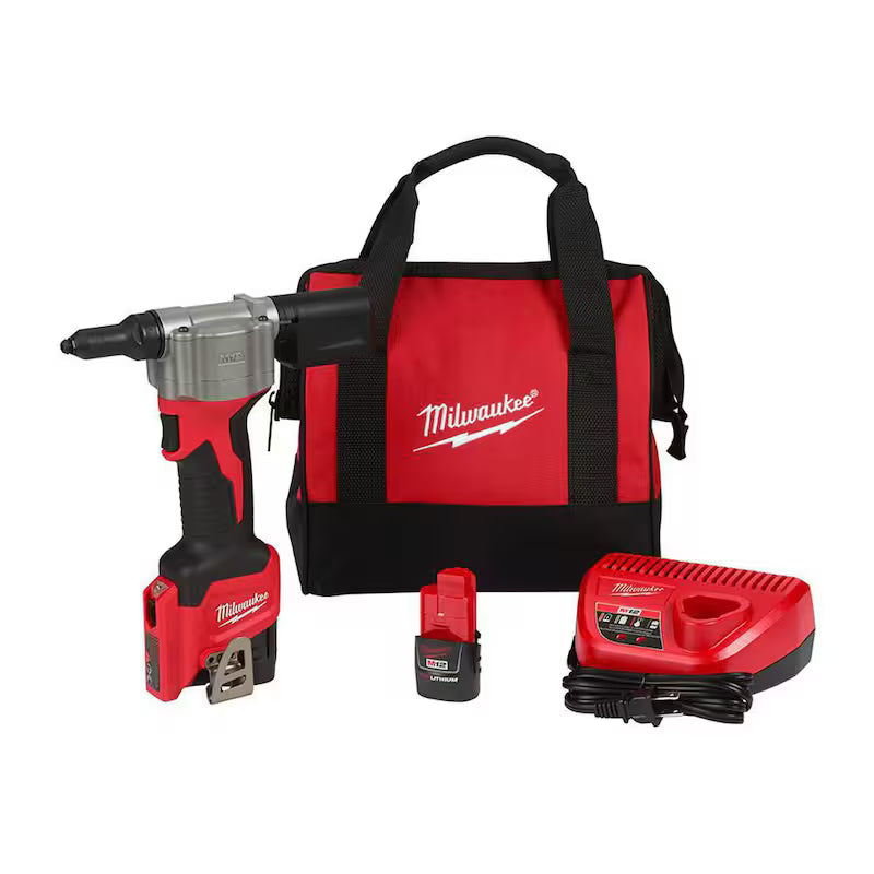 12-Volt Cordless Rivet Tool Kit with 1.5Ah Batteries and Charger F806450