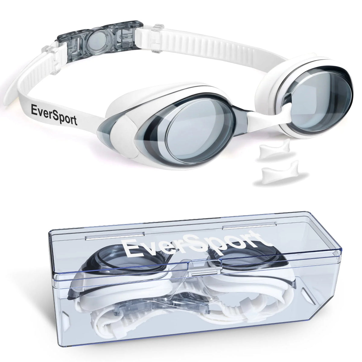 2pack Anti-Fog No Leak Swim Goggles with 3 Nose Pieces R982