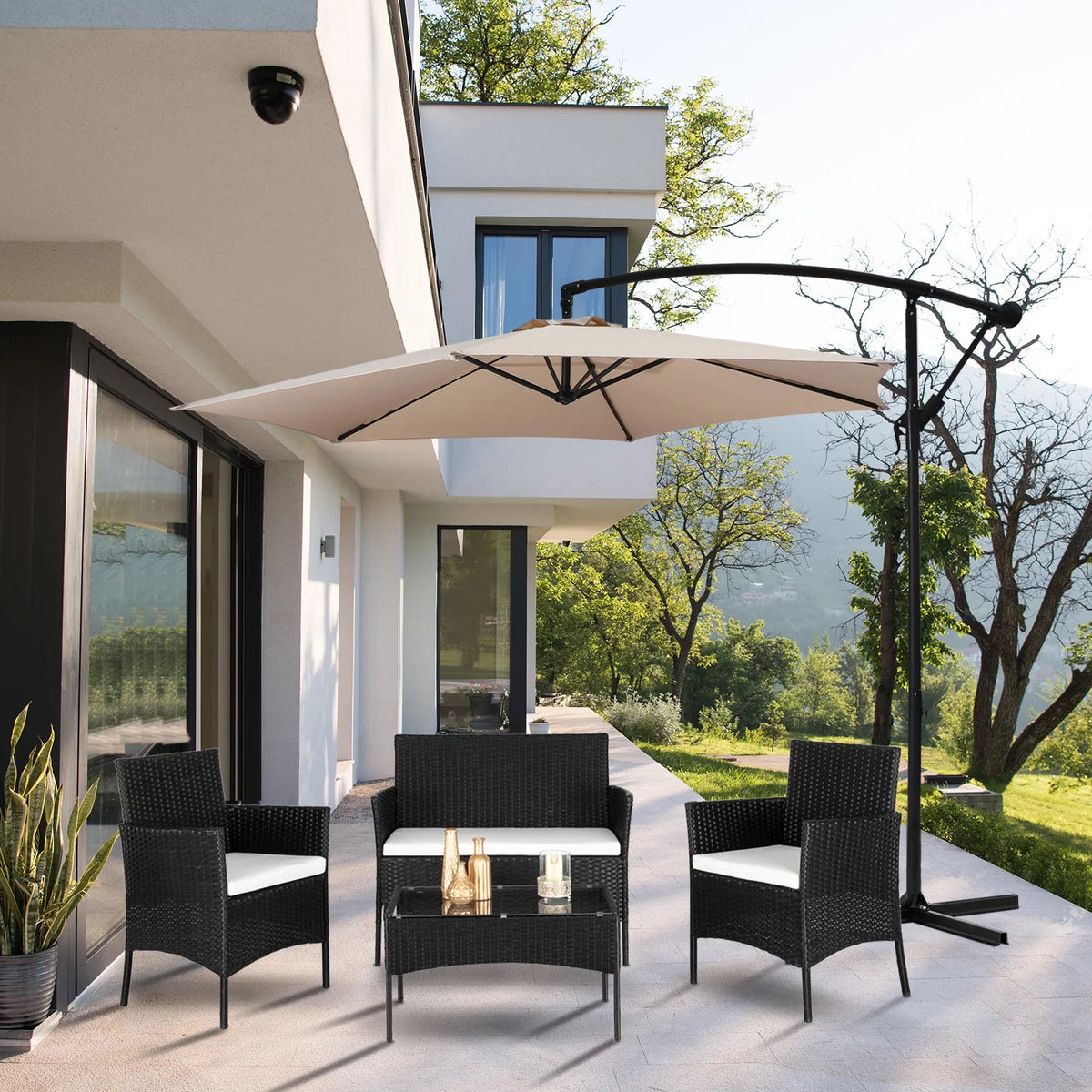 4-Piece PE Wicker Outdoor Conversation Set with Cushions L5906