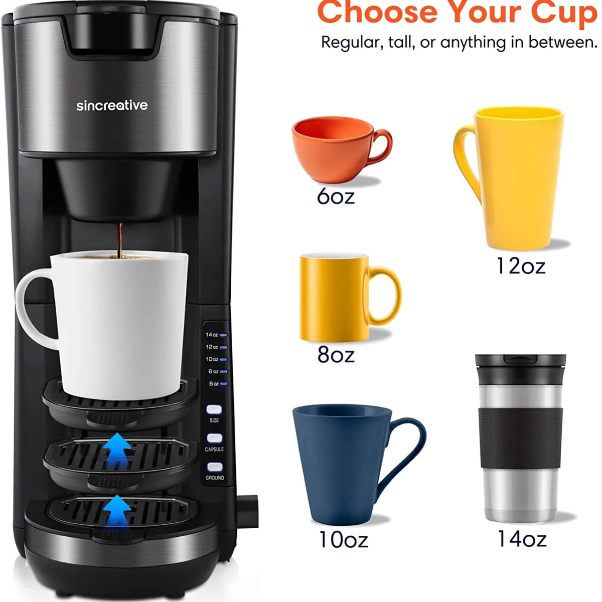 2 in 1 Single Serve Coffee Maker Machine with Milk Frother S3572