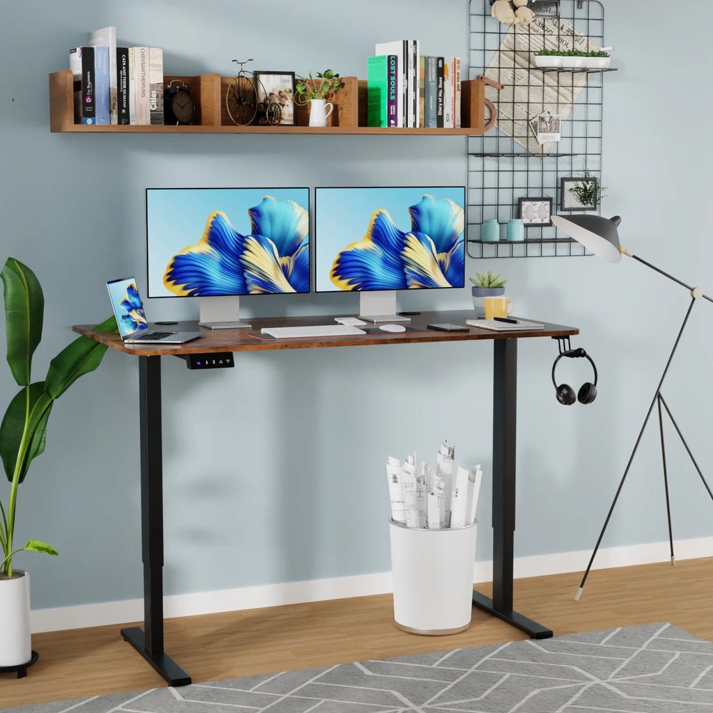 55"×24" Electric Height Adjustable Standing Desk with 2 Memory Function, Brown R197255