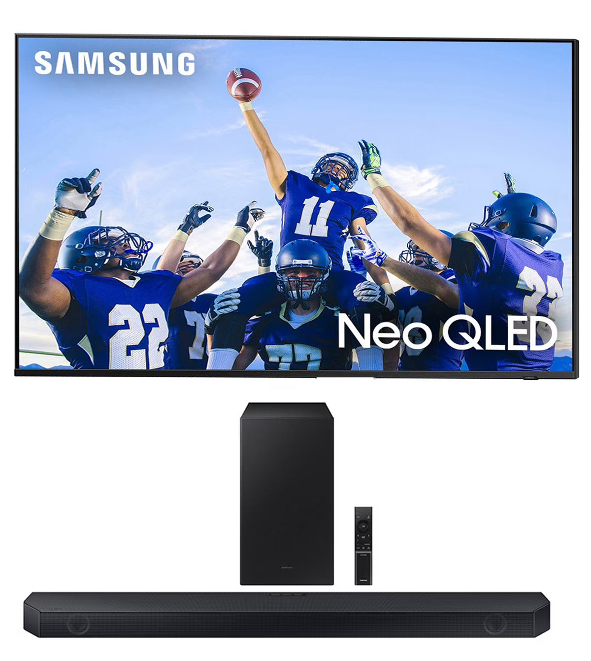 43 Inch Neo QLED Smart TV with 4K Upscaling and 3.1.2ch Soundbar with Subwoofer with Dolby Atmos E41219