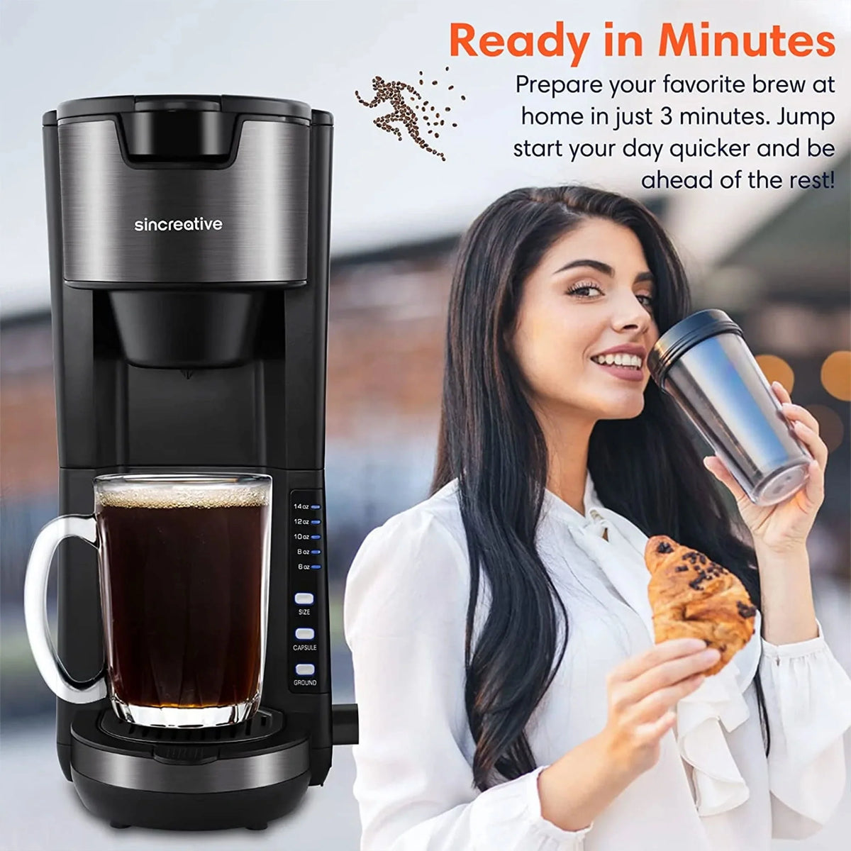2 in 1 Single Serve Coffee Maker Machine with Milk Frother S3572