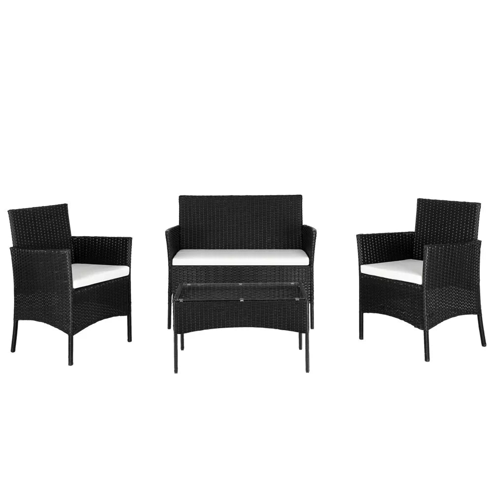 4-Piece PE Wicker Outdoor Conversation Set with Cushions L5906